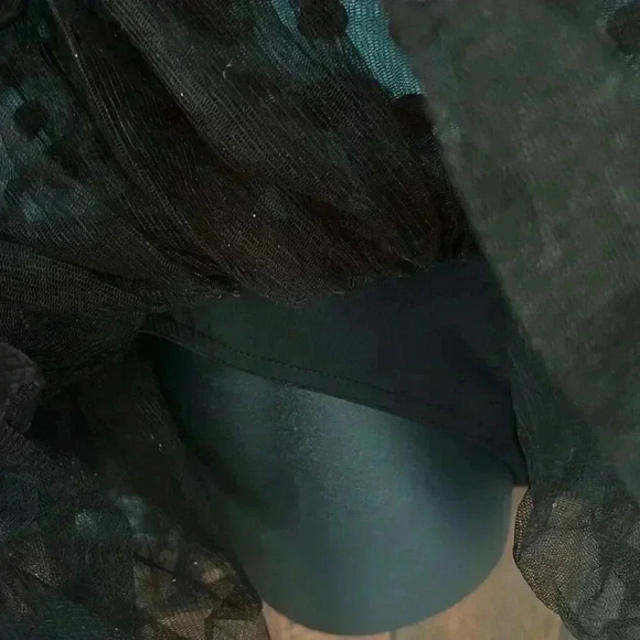 Polka Dot Turquoise & Black Dance Halloween Costume Dress with Tulle Tutu Skirt - Picture 6 of 8